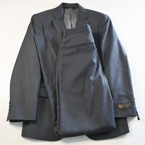 New Caravelli 34S 28x34 Gray Super 150Ss Oxford Mens Jacket Pants Suit - Picture 1 of 12